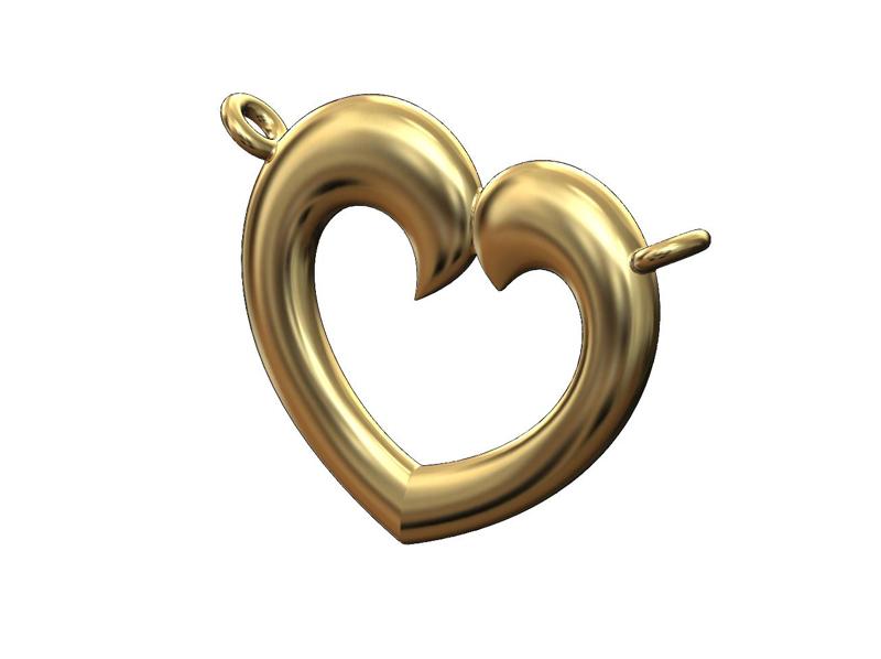 Open floral domed heart pendant and charm 3D print model