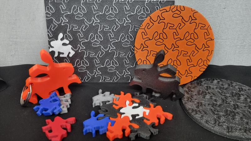 Bunnies! Collection of Interlocking Bunny Pattern / Tessalating Parts (coasters, tiles, models, keychains, lithophane, postcards, ...)