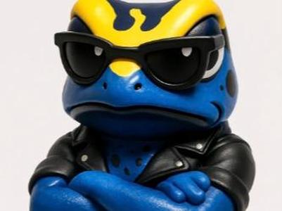 Blue tree frog biker