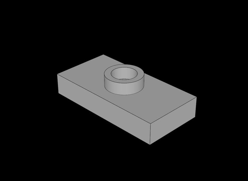 Lego Compatible (15573.dat) Plate  1 x  2 with Groove with 1 Centre Stud, without Understud