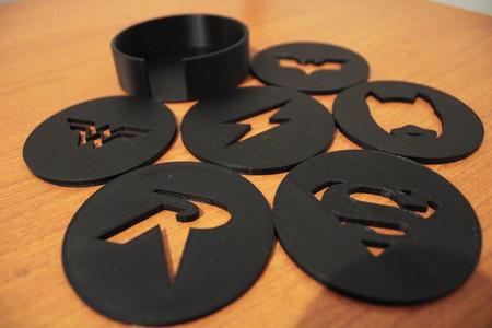 DC Heroes Logo Coasters and Holder