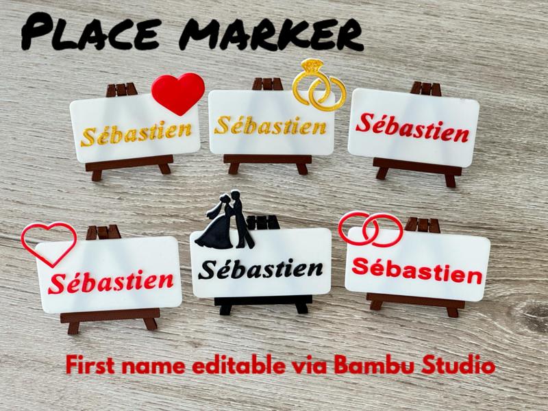 Place marker with small easel