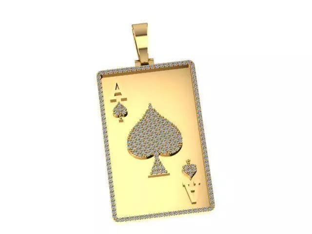 Spades card pendant necklace with diamond