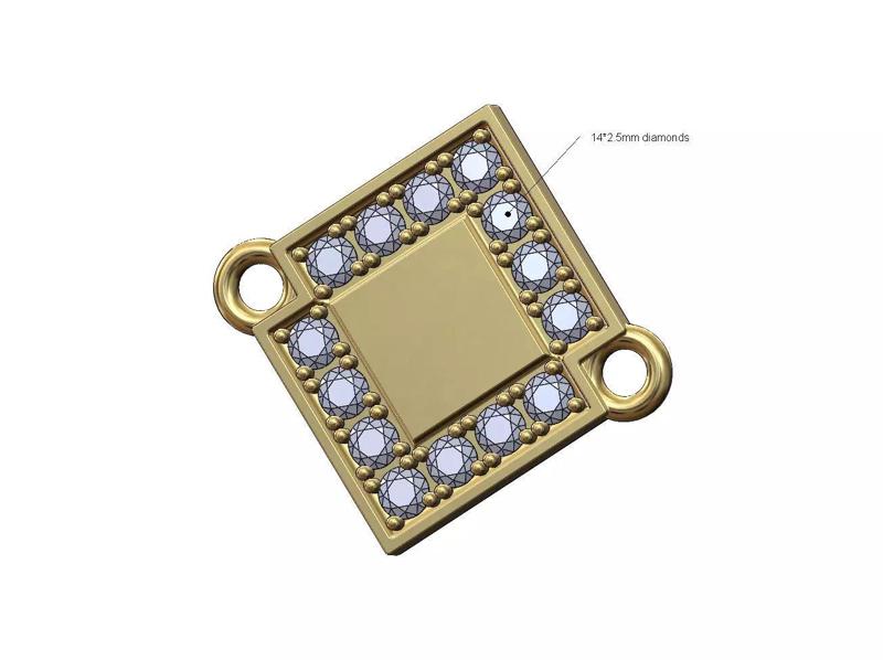 Engravable diamond Lozenge plate bracelet charm and pendant