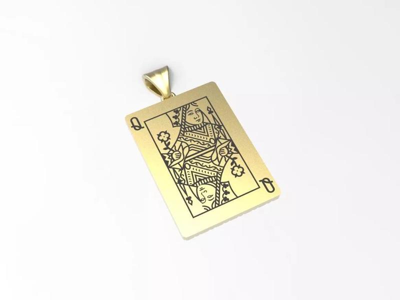 Playing card Queen pendant