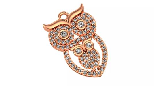 Diamond Owl Necklace Charm Pendant