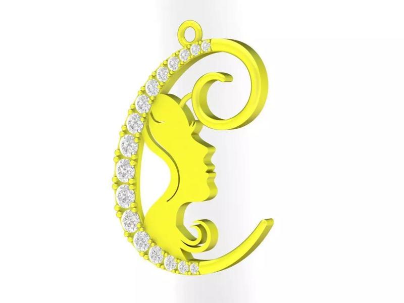 7012 diamond beauty girl pendant