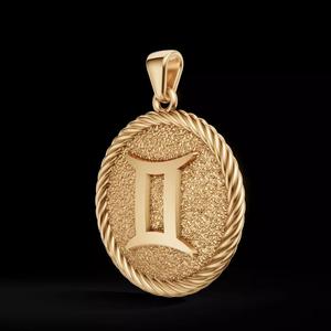 Gemini Zodiac Pendant  Double-Sided 3D Jewelry Model