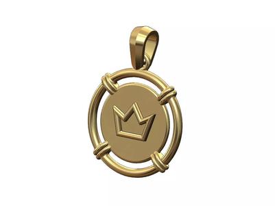 Linked wire halo crown pendant with bail