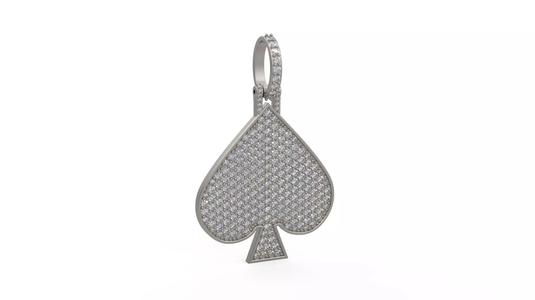 Model 1130 Playing Cards Spades Iced Out Pendant Large 40mm