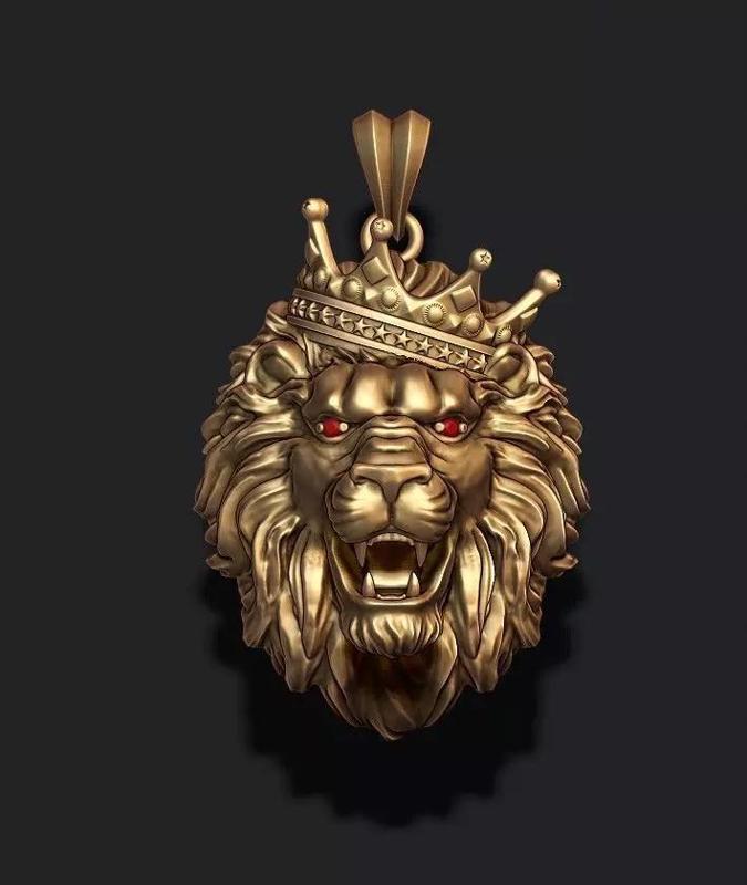 lion necklace with crown eye gem