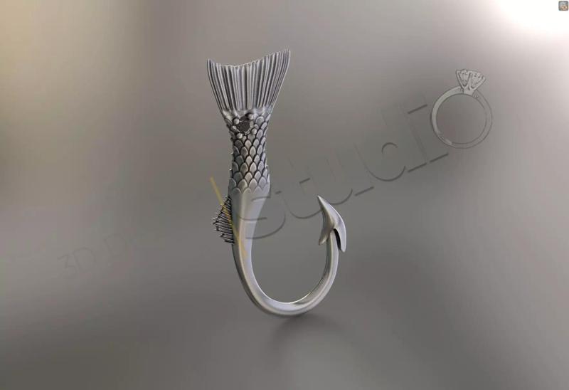 Red Drum - RedFish jewelry pendant with gem 3d model
