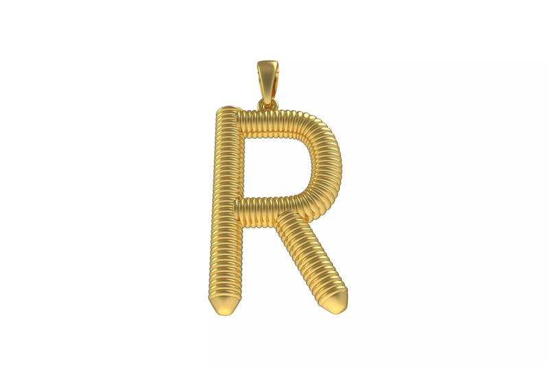 Spiral Initial Letter R Pendant