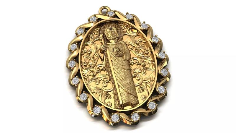 St Jude Pendant Saint Jude Jewelry STL 3DM San Judas Necklace