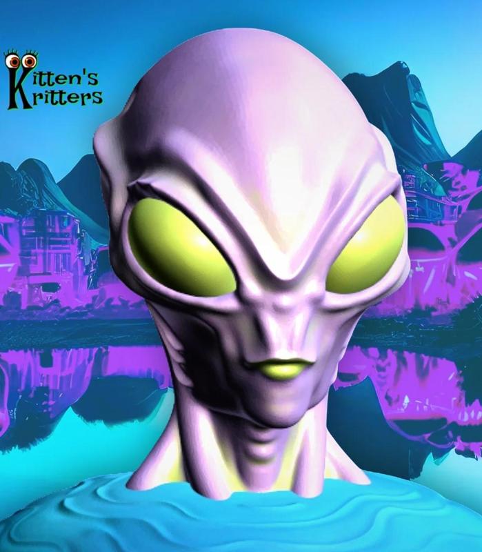Alien Bust Figurine Outer Space Extraterrestrial