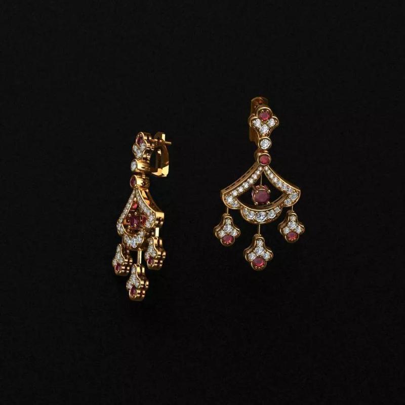 Earrings ruby and diamond