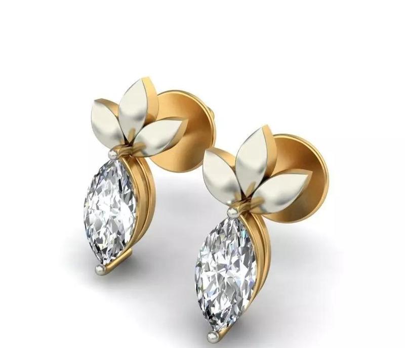 Solitaire Marquise Diamond Earrings 3Dm STL OBJ FBX Details