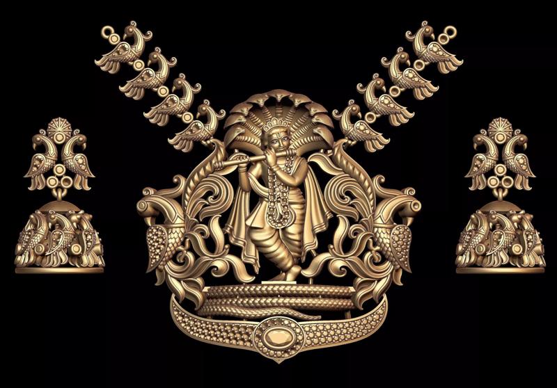 Krishna Pendant with Earring