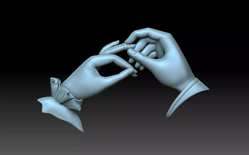 The hands of the newlyweds