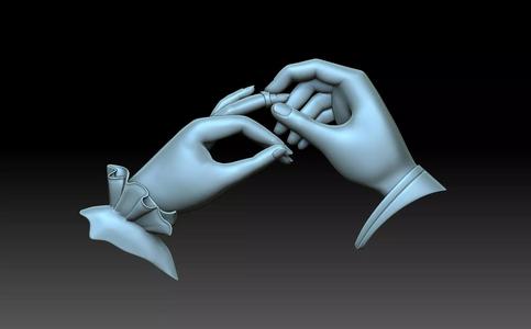 The hands of the newlyweds