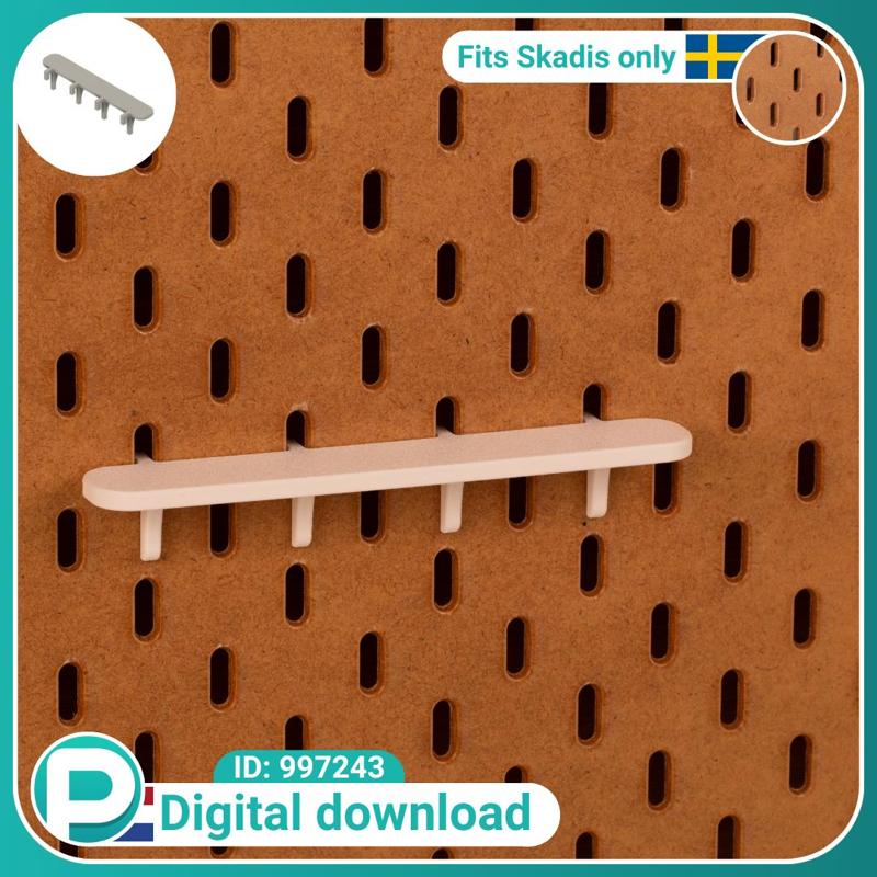 Display tray 16x2.5cm - fits IKEA Skadis pegboard - Digital download