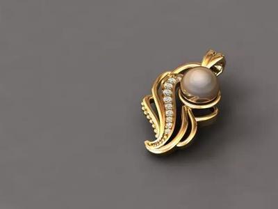 neckless gold pendant with pearls and diamonds