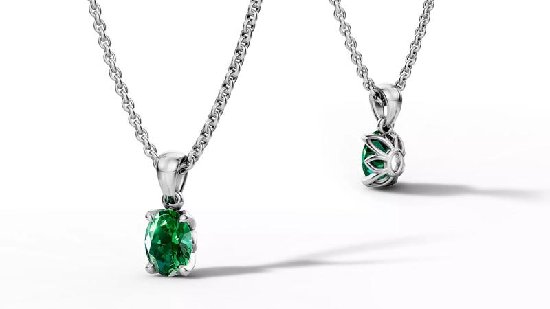 1ct Oval Stone Pendant Necklace 8x6mm Gem 3dmodel