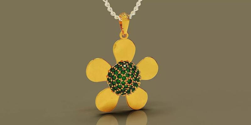 Prong set round shape diamond flower pendant