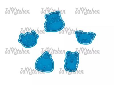 Farm animals cookie cutters stl files