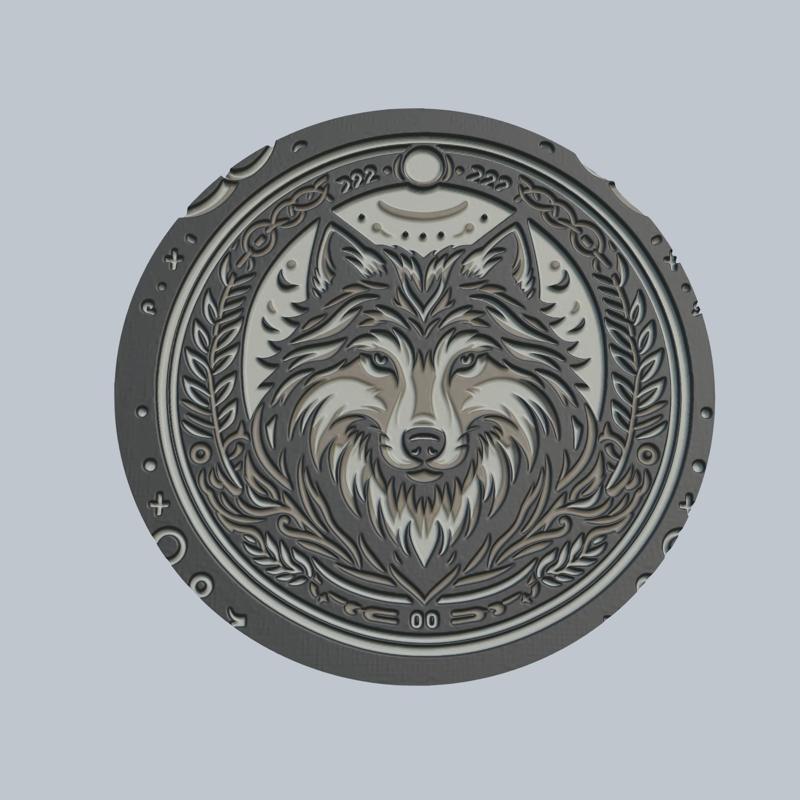 Wolf Animal Medallion Wolf 3d Print Model