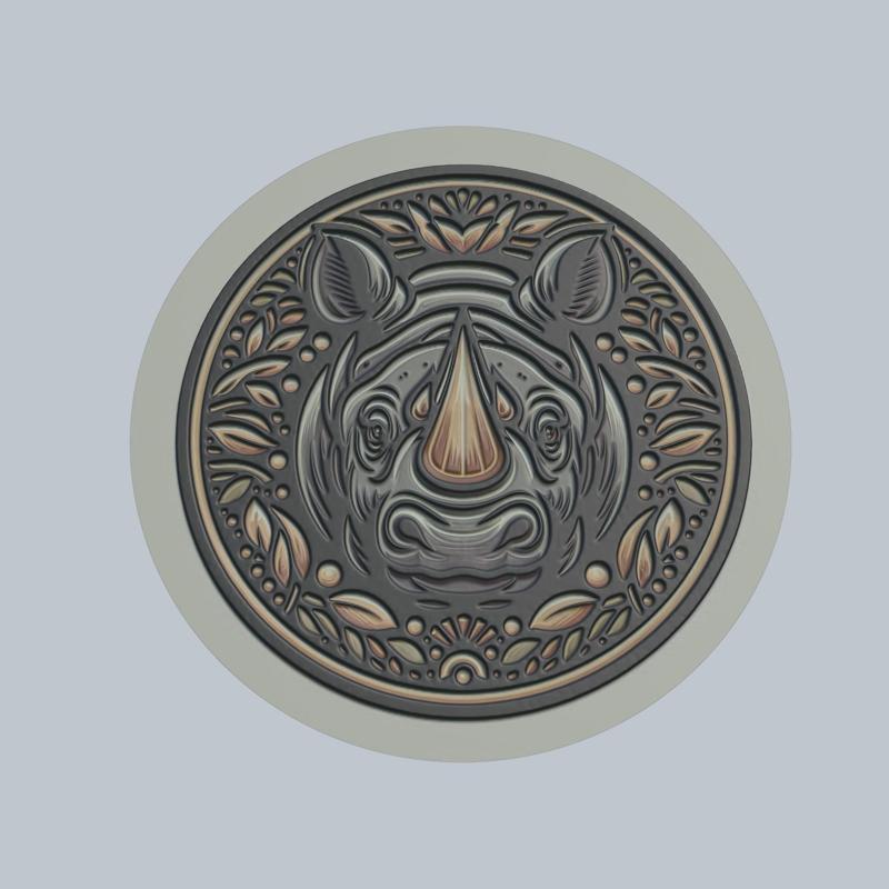 Rhino Animal Medallion Rhino 3d Print Model