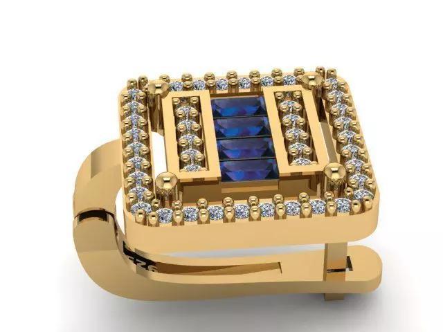 Earrings gold ring with sapphires and diamonds