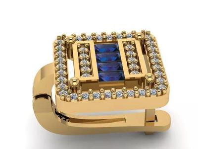 Earrings gold ring with sapphires and diamonds