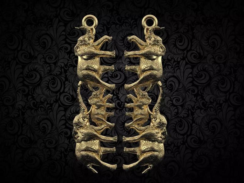 elephant hanging animal earring stl