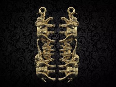elephant hanging animal earring stl