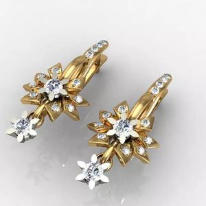 Earrings with  diamnods  2 colored