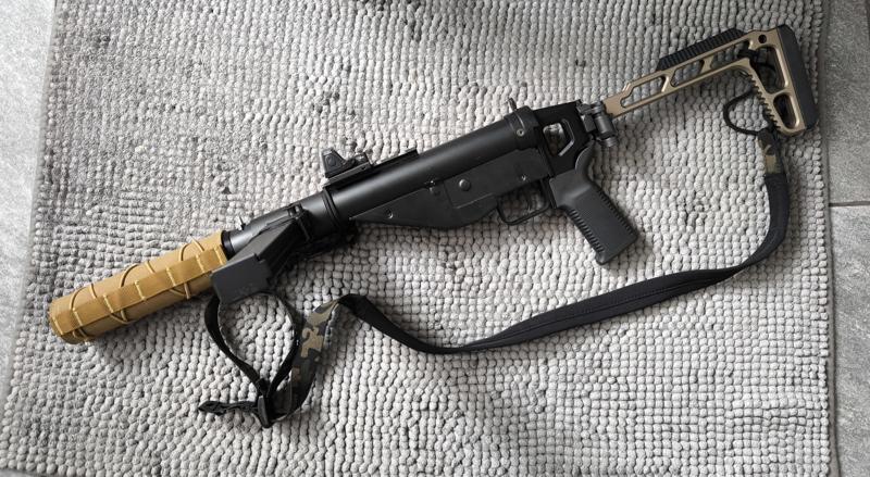 Airsoft Tactical AGM STEN Conversion suppressor and grip / stock adapter