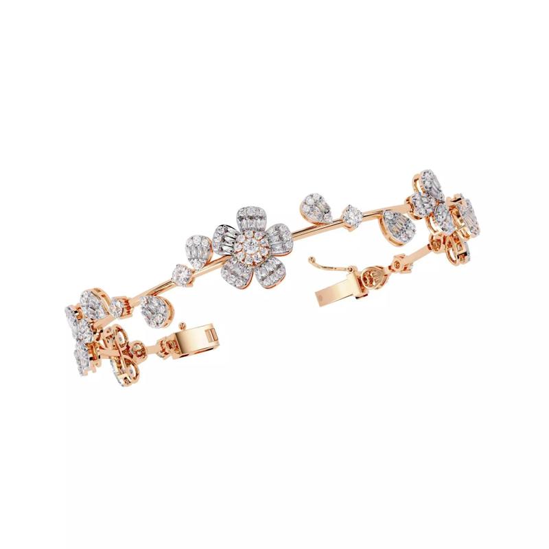 Diamond Flower Bracelet animation renders 3dm stl details
