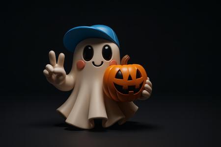 Ghost with Pumpkin – Adorable Halloween Decor, Spooky Season Collectible, Kawaii Ghost Figurine