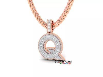 Custom Initial Q Letter Diamond  A to Z Alphabet Bug Necklace