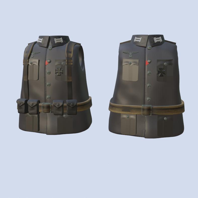 German WW2 2 Jackets with Iron Cross and/no Ammo Belt For Playmobil