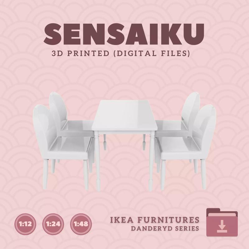 4 DANDERYD Table with Bench for Dollhouse - IKEA - 3D Print
