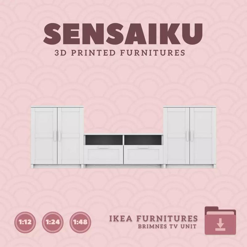 BRIMNES TV Unit and Cabinet for Mini Dollhouse IKEA 3D Print