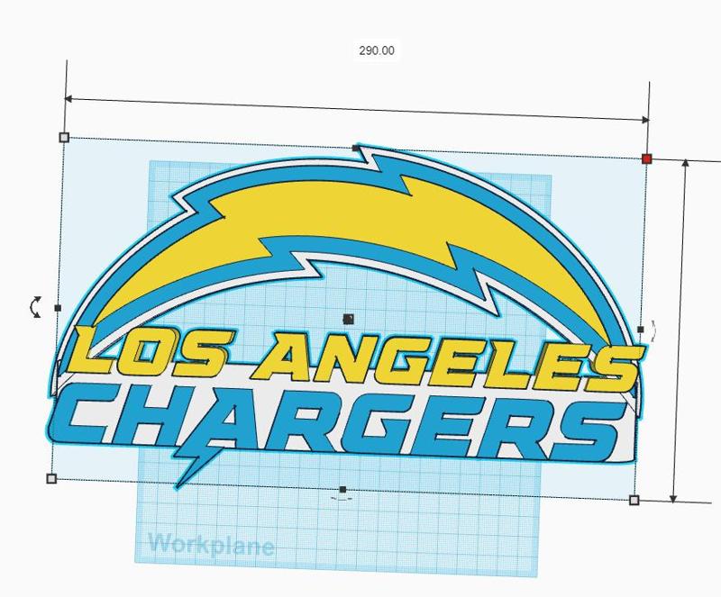 LA Chargers 29CM Wall Logo with Wordmark
