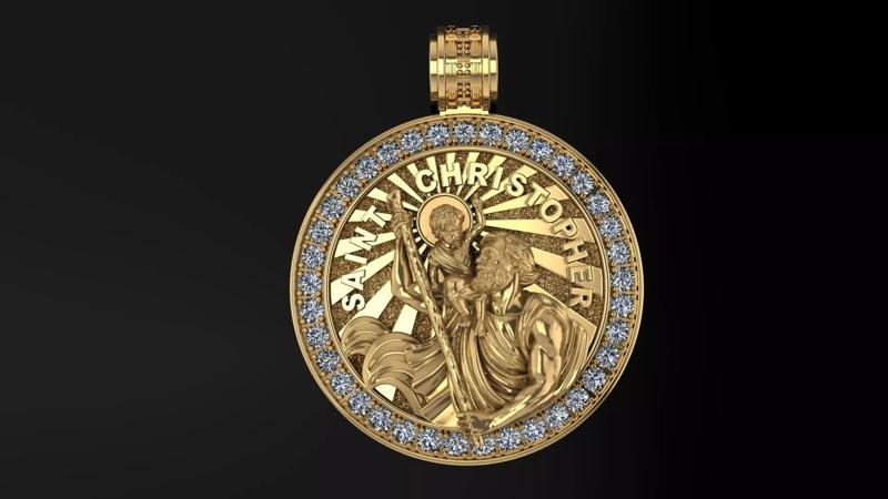 CHRISTOFPHER pendant  STL OBJ model for 3D printing and CNC