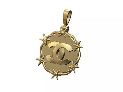 CC brand logo barbwire thornes pendant with bail