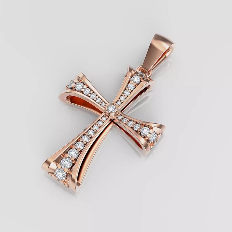 Cross sterling silver pendant with sapphires