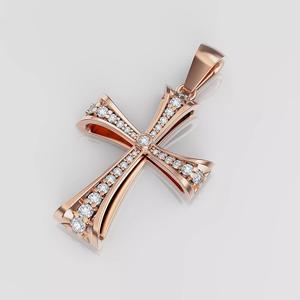 Cross sterling silver pendant with sapphires