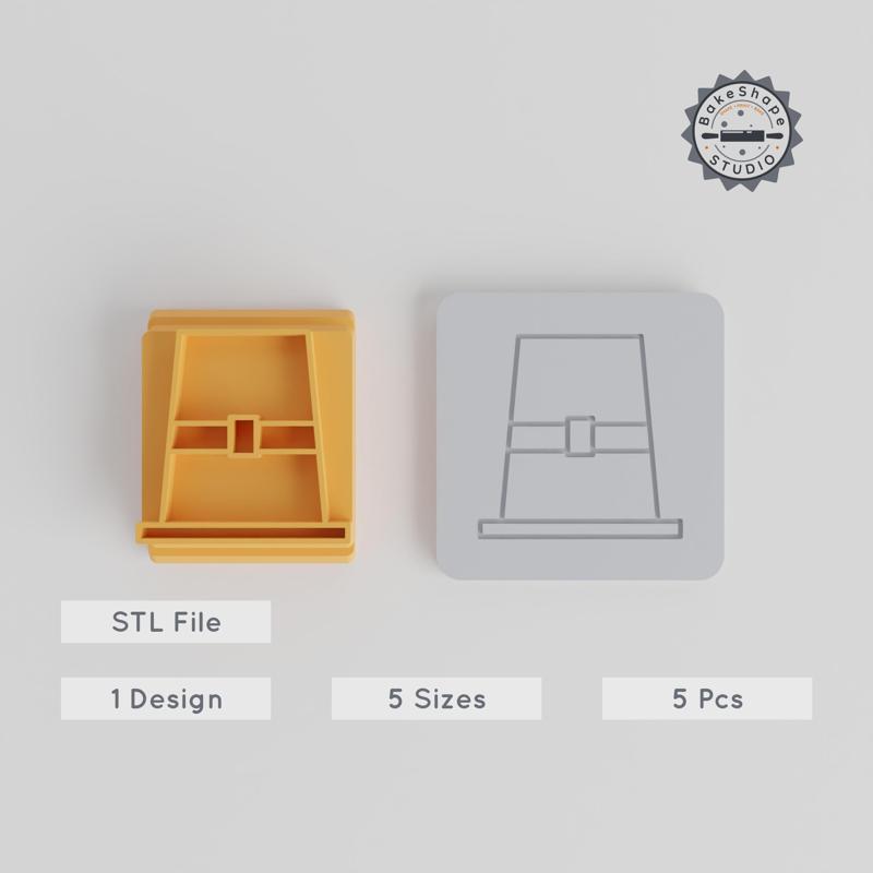 Pilgrim Hat Stamp Tile Set, 5 Sizes, Cookie & Clay Imprint, Thanksgiving Festival Design