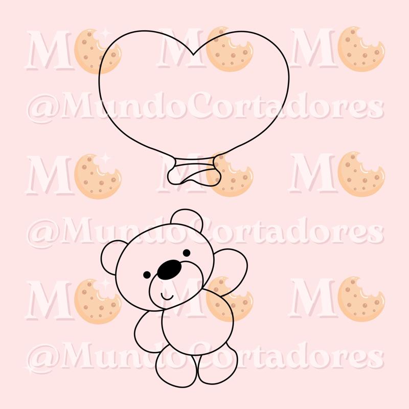 TEDDY VALENTINE CUTTER AND STAMP - BEAR LOVE CUTTER COOKIES